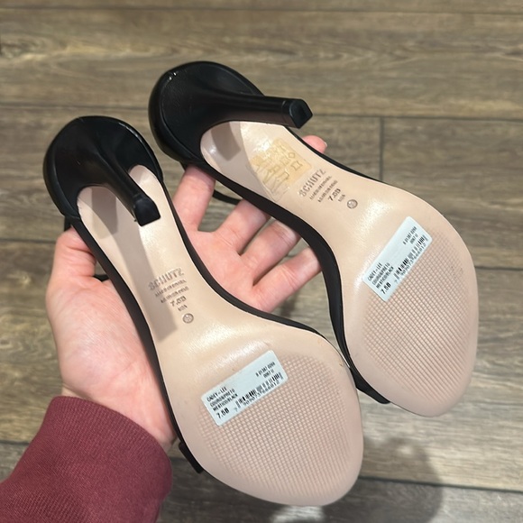 SCHUTZ NWOT Cadey Lee Leather Sandal Heel Black Size 7.5